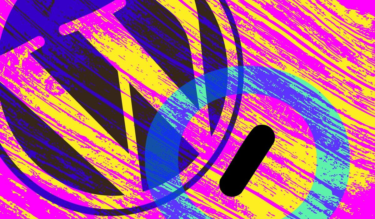 WordPress and Automattic logos with abstract background